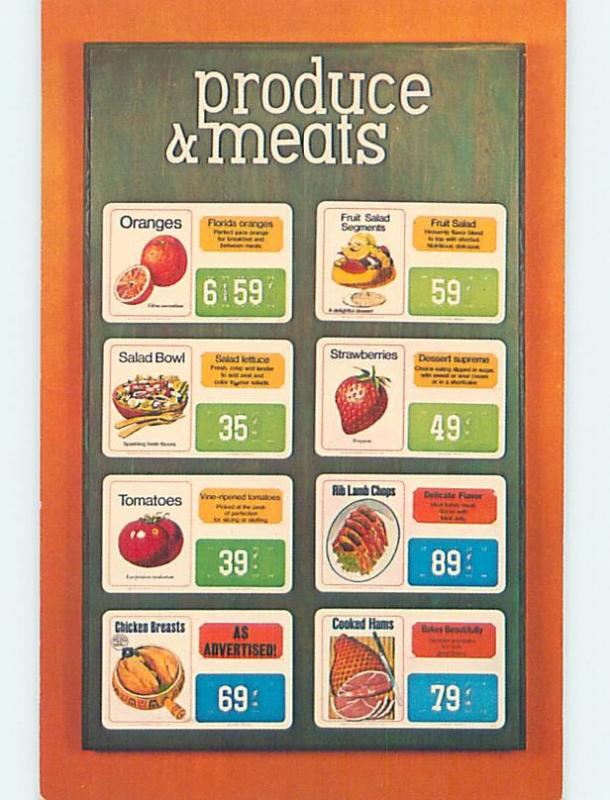 Unused Pre-1980 Postcard Ad LAMINATED PRODUCE SIGNS FOR SALE hn3913@