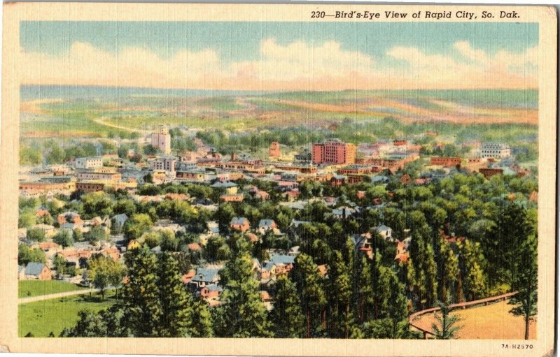 Aerial View of Rapid City SD Vintage Linen Postcard C04