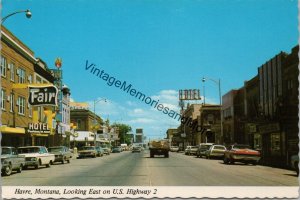 Havre Montana Looking East on US Highway 2 Postcard PC357