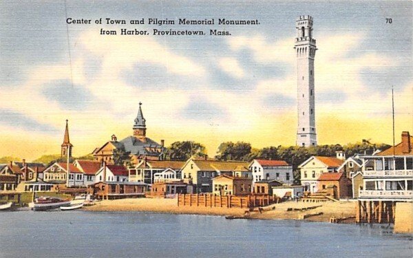 Center of Town in Provincetown, Massachusetts and Pilgrim Memorial Monument f...