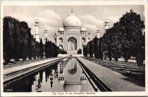 India Taj Agra & Its Beautiful Garden Vintage Postcard 05.41