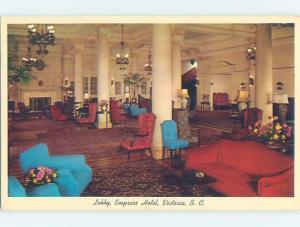 Pre-1980 LOBBY OF EMPRESS HOTEL Victoria - Vancouver Island BC B2163