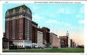 Michigan Avenue North From Blackstone Hotel Chicago Illinois Postcard Posted