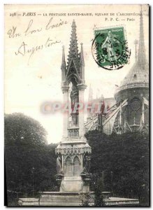 Old Postcard Paris Fountain Square Saint Mary L Archeveche