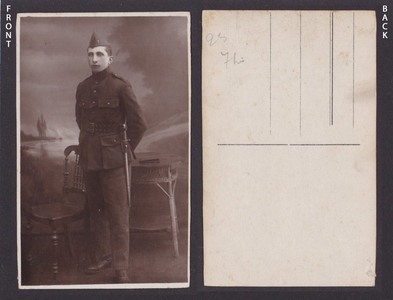 Postcard, RPPC, Soldier, Uniform Belgium, WWI, Unused