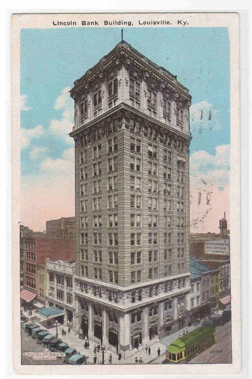 Lincoln Bank Building Louisville Kentucky 1938 postcard