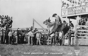 Broken Bow Nebraska~Cowboy Dick Griffith on Wild Bull Tarzan~1955 RPPC Postcard