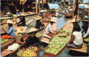 Postcard Thailand - Dhonburi - Wad Sai Floating Market