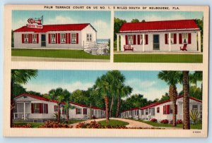 Melbourne Florida Postcard Palm Terrace Court Miles South c1940 Vintage Antique