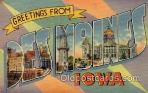 Des Moines, Iowa Large Letter Town 1940 postal used 1940