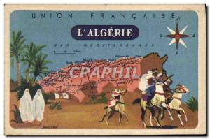 Postcard Ancient Map Geographic Algerie Black Lion