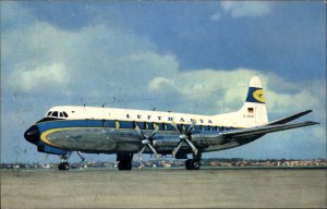 Lufthansa Viscount 814 Airplane Vintage Advertising Postcard