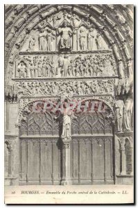 Old Postcard Set Bourges central Porch of the Cathedral