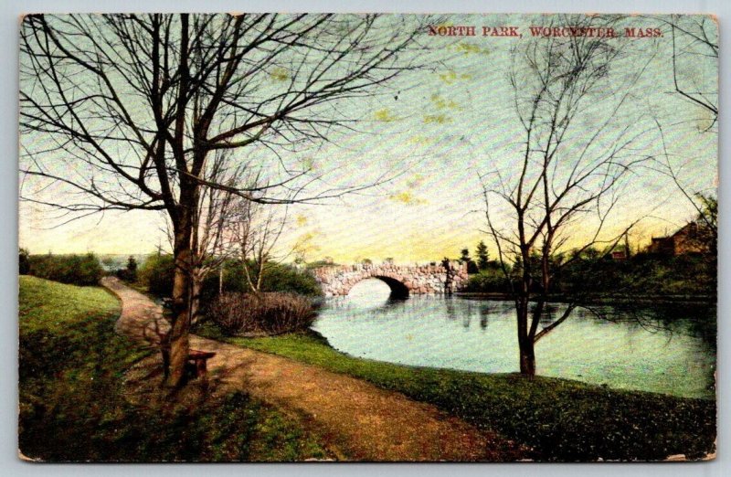 1909  North Park  Worcester  Massachusetts    Postcard