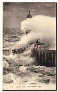 Old Postcard Le Havre During Storm