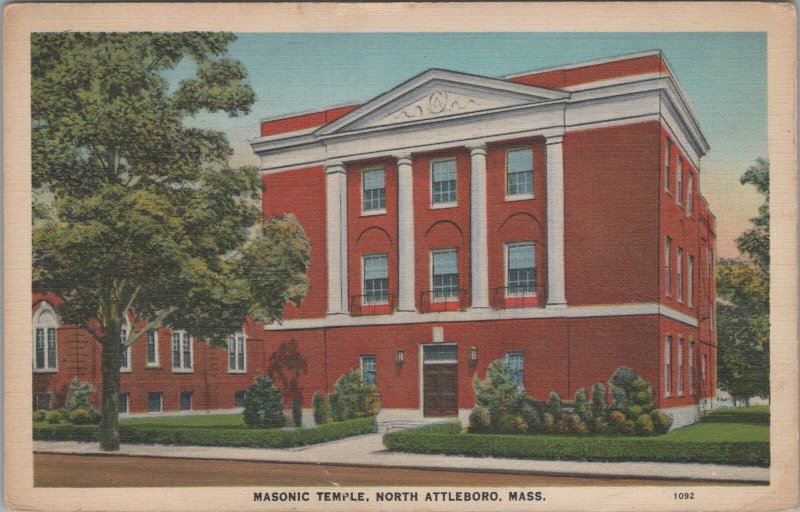 Postcard Masonic Temple North Attleboro MA