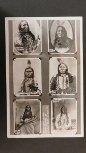 Mint USA RPPC Postcard Native American Indian Battle of Little Big Horn Chiefs