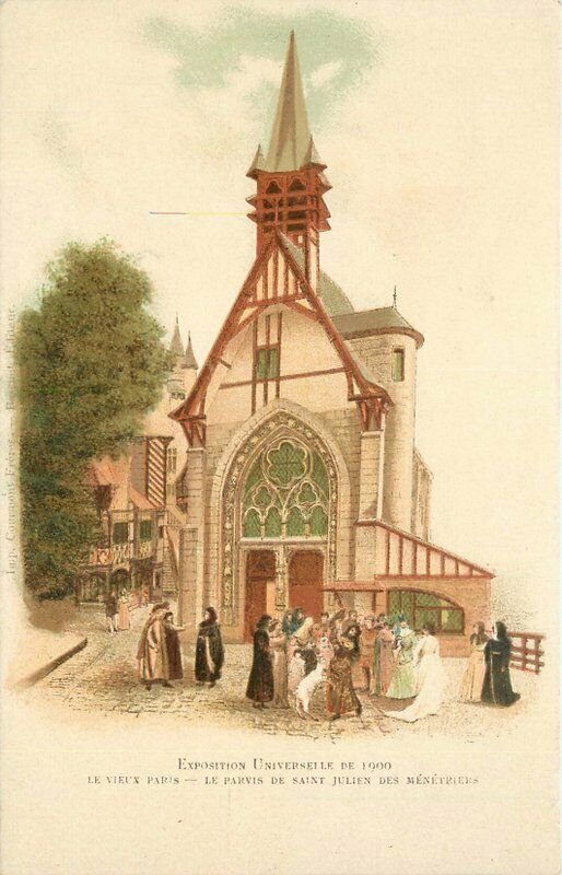 Artist Impression Paris Exposition Church undivided 1900 Postcard 20-13592