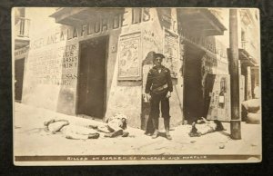 Vintage Mexican Killed By American Machine Gun Real Photo Postcard RPPC-