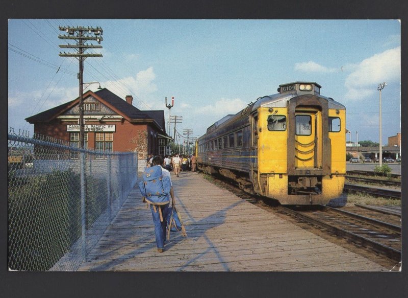 Canada Ontario PETERBOROUGH CP VIA Train two-car Railroad Station 1981 ~ Chrome