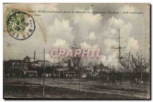 Old Postcard The Boat Jena armor exploding in Missiessy Toulon basin 200 victims