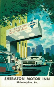 USA Sheraton Motor Inn Philadelphia Chrome Postcard 07.55