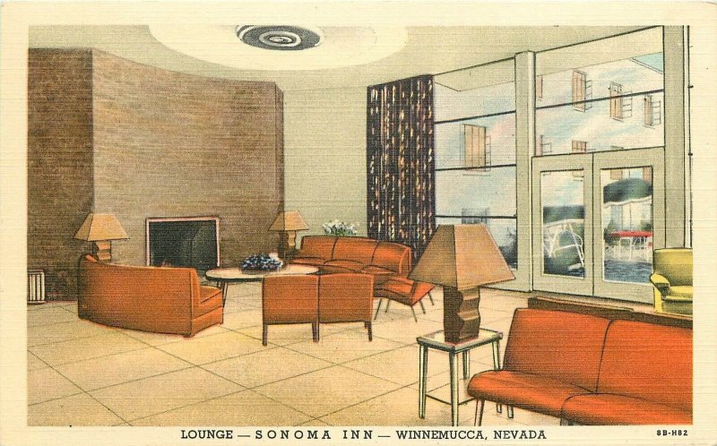 Postcard Nevada Winnemucca Sonoma Inn 1940s Teich interior 22-13084