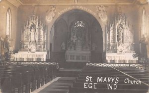 Ege Indiana St Marys Church Interior Real Photo Postcard AA74602