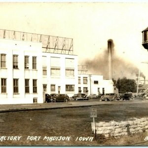 1940s Fort Madison IA Sheaffer Pen Factory Ford Model A Car Real Photo RPPC A1