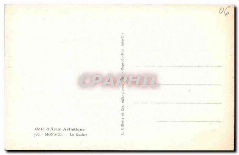 Old Postcard Monaco Rocher