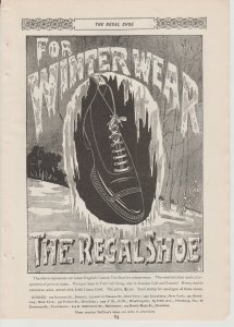 1895 Print Ad Regal Shoe ~For Winter Wear~Man's Lace-Up Shoe Framed in Ice