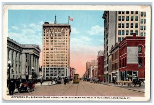 Jefferson St., Showing Court House Inter-southern Realty Building KY Postcard