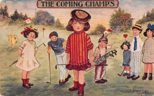 Children  Golf The Coming Champs Sports Vintage Postcard JF685736