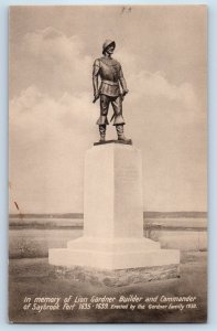 1910 Saybrook Connecticut Postcard Memory Lion Gardner Building Commander Fort
