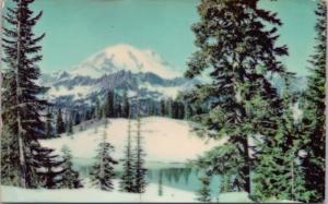 Tipsoo Lake & Mt Rainier WA Washington Chinook Pass Plastichrome Postcard D62