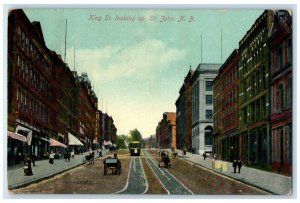 c1910 King Street Looking Up St. John New Brunswick Canada Antique Postcard