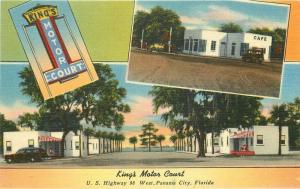 King's Motor Court roadside Panama City Florida 1940s Postcard Tichnor 3149
