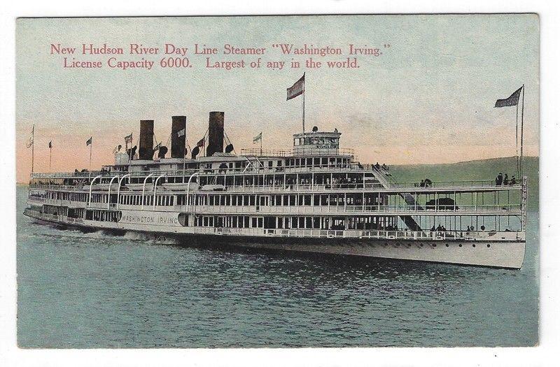 Vintage Postcard, The New Hudson River Day Line Steamer, Washington Irving