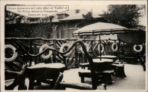 Davenport IA Palmer Chiropractic School TWILDO Log Real Photo Postcard c1915