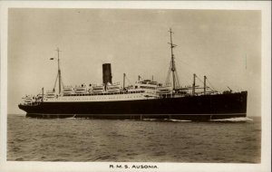 Steamship Boats, Ships RMS Ausonia c1900s-20s RPPC Real Photo Postcard