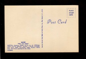 ME Greetings From Maine State Map Postcard York Orono Jackman Machias Calais