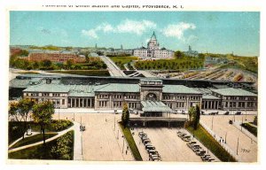 Postcard TRAIN STATION SCENE Providence Rhode Island RI AQ7372