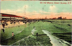 Postcard BEACH SCENE Coney Island New York NY AN2901