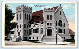 WEBB CITY, Missouri MO ~ FIRST M.E. CHURCH c1920s Jasper County  Postcard