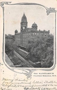 The Sanitarium Clifton Springs, New York, USA 1907 writing on front