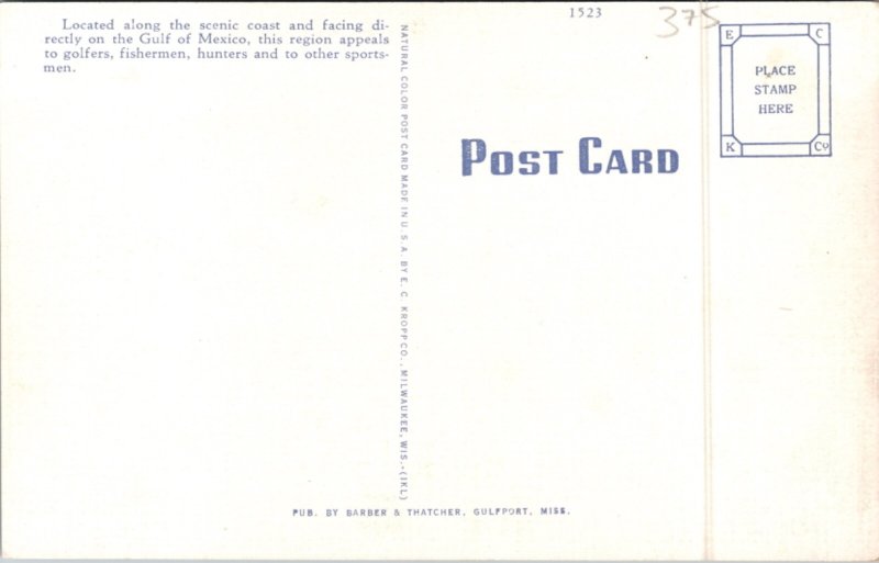 1940s Main Building Broadwater Beach Biloxi Mississippi MS Postcard