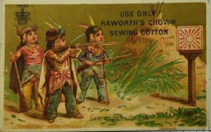 Raworth's Crown Sewing Cotton Three Native American Indians Rifles Target P79