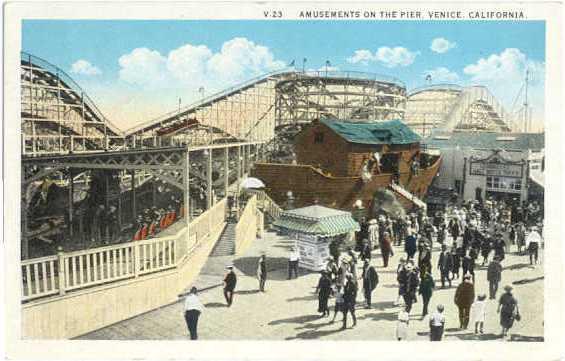 Amusements on the Pier, Venice, California, CA, White Border