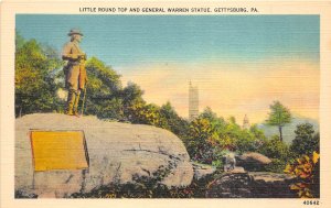 CIVIL WAR Battle of Gettysburg 1940s Postcard Little Round Top General Warren...