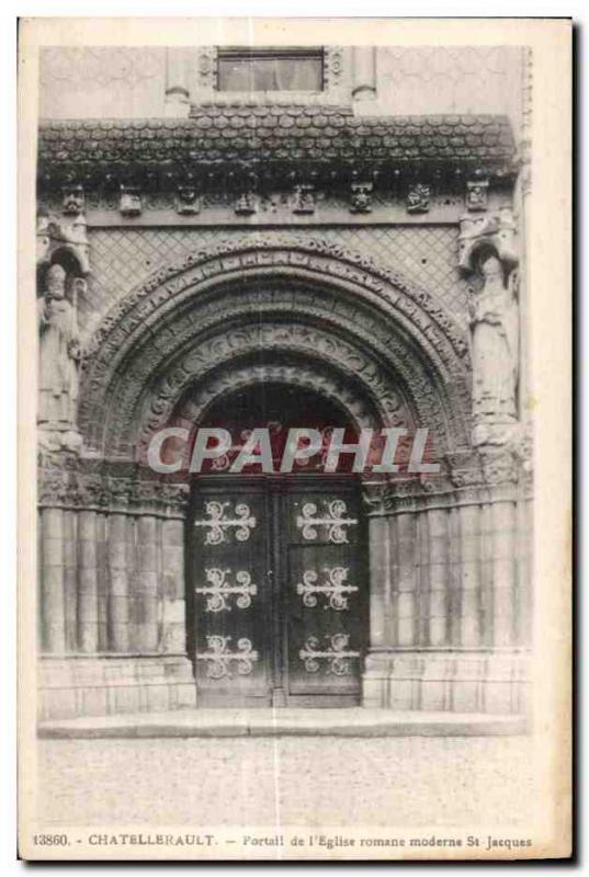 Old Postcard Chatellerault Portall of the Romanesque church Moderne St Jacques